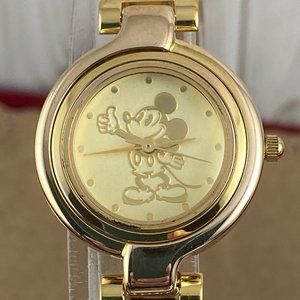 Vintage  Mickey Mouse Gold Tone Watch with 3 Straps